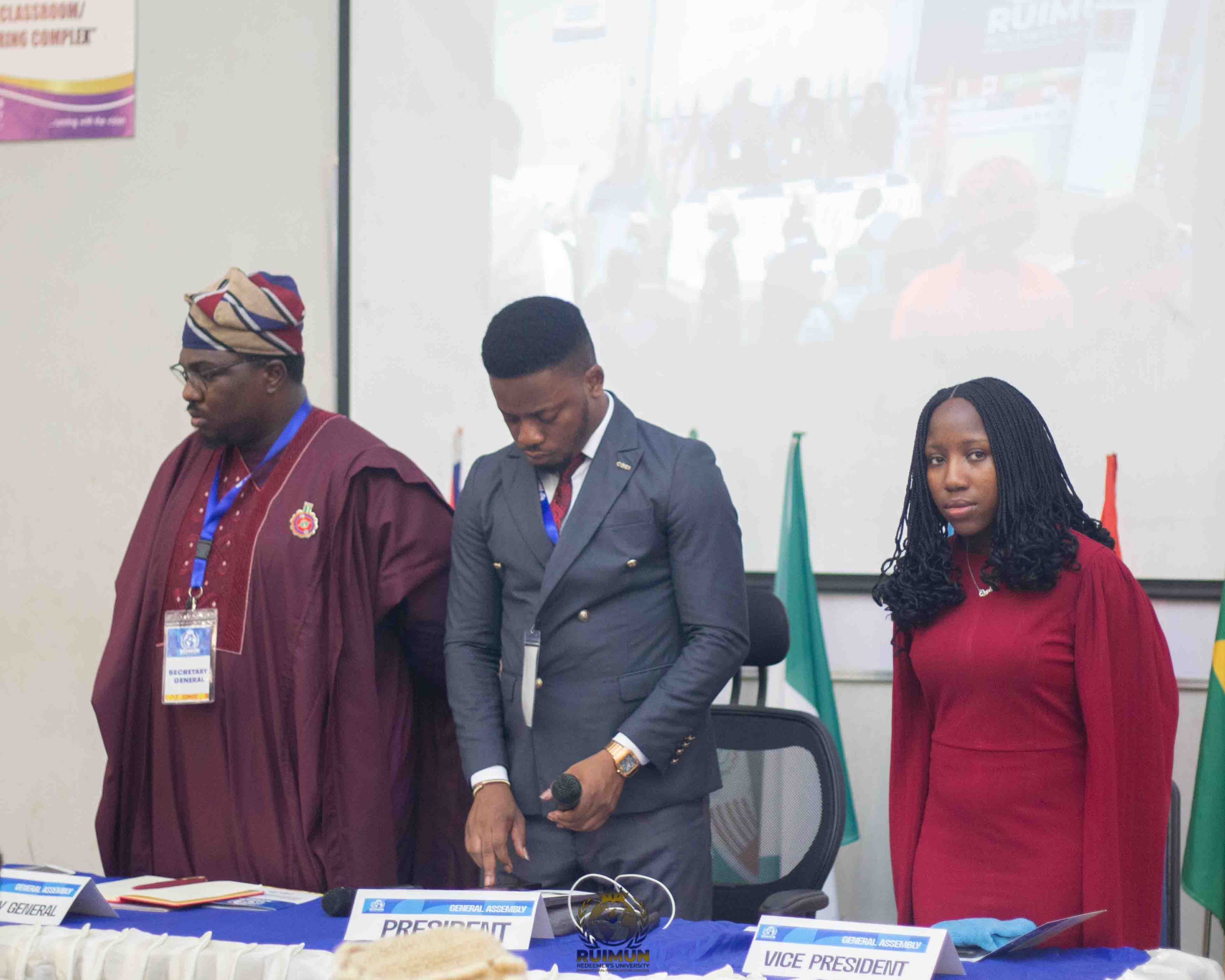 The President, VP and SG of RUIMUN '25.